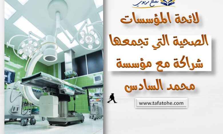 لائحة المؤسسات الصحية التي تجمعها شراكة مع مؤسسة محمد السادس