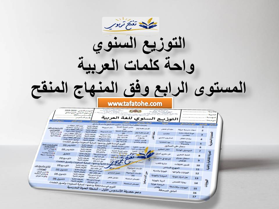 التوزيع السنوي واحة كلمات العربية المستوى الرابع وفق المنهاج المنقح