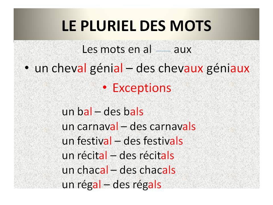 قواعد الجمع في اللغة الفرنسية مع الحالات الخاصة