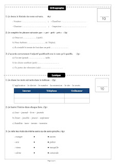 فروض اللغة الفرنسية المستوى الخامس  Contrôle du français n1 semestre 2 5AEP 2022